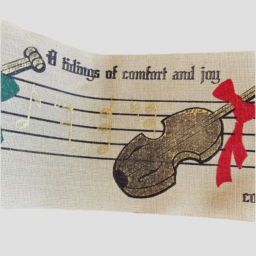 VTG Holiday Ribbon Musician Music Notes Violin Song Music Christmas RARE 2.5
